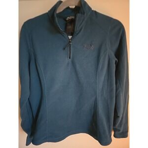 North Face Pullover Womens Medium Teal Fleece Quarter Zip Sweater